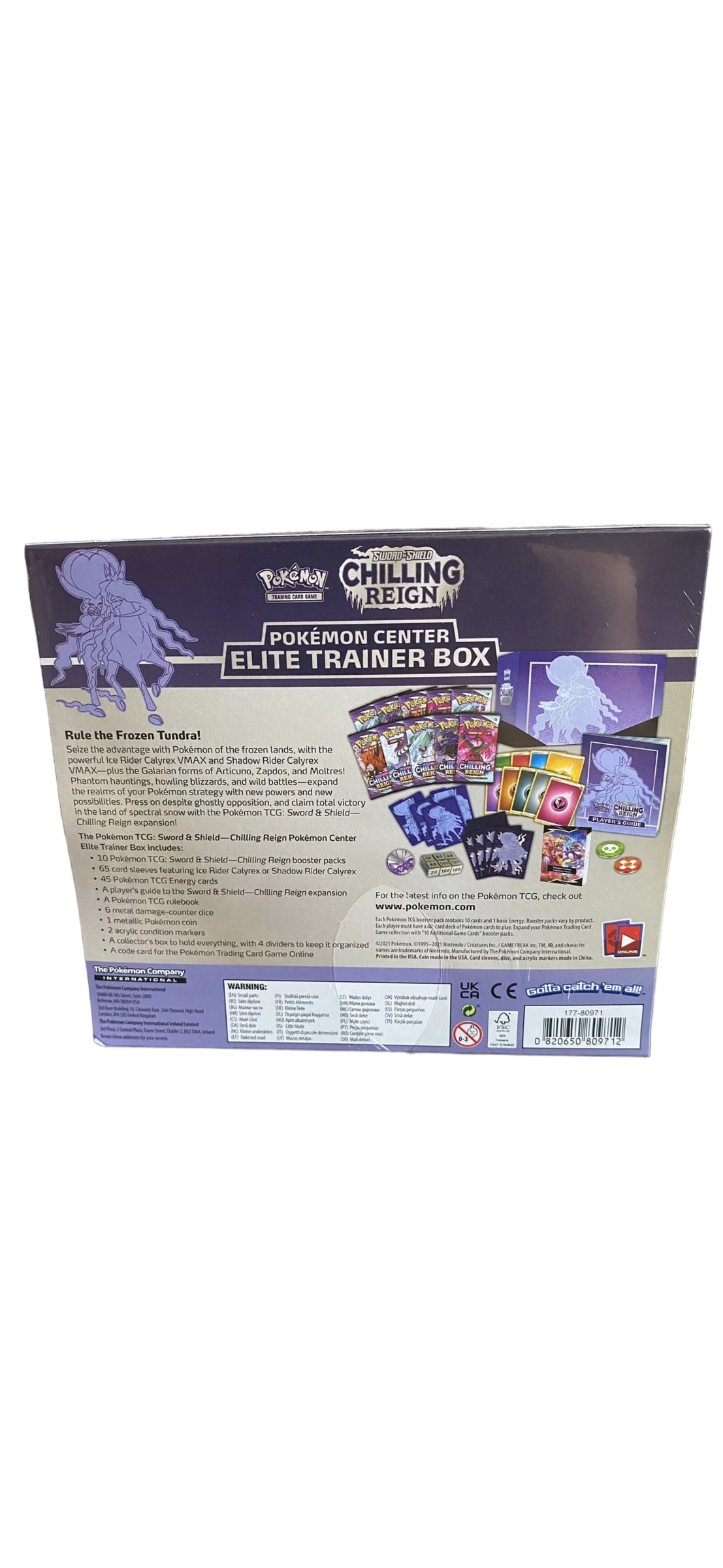 Shadow Rider Calyrex Pokemon Center Exclusive Chilling Reign Elite Trainer ETB Error Box & Apology Blister Pack