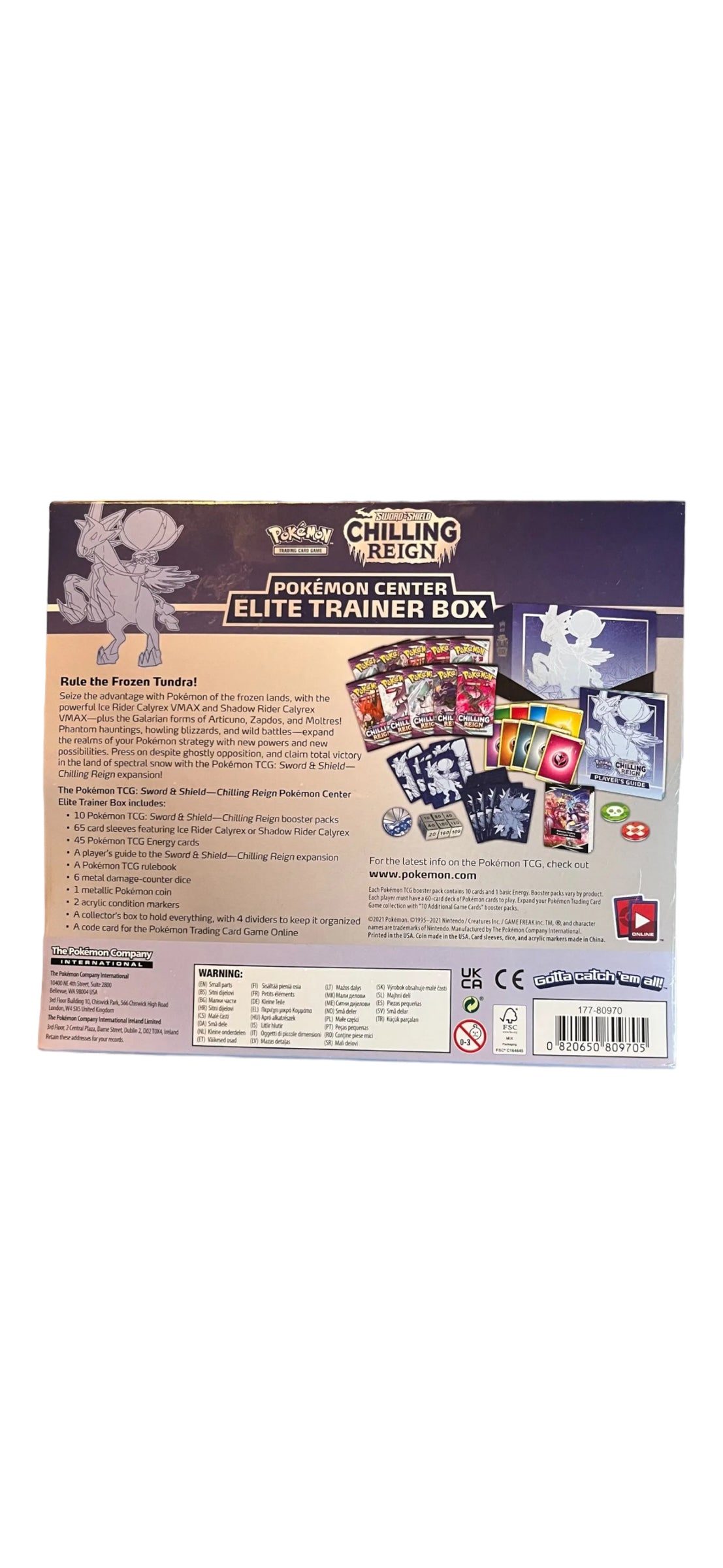 Ice Rider Calyrex Pokemon Center Exclusive Chilling Reign Elite Trainer ETB Error Box & Apology Blister Pack