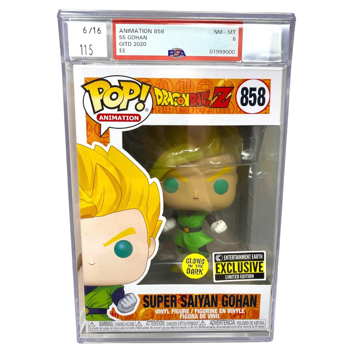 PSA Grade 8 2020 Super Saiyan Gohan 858 Glow in the Dark