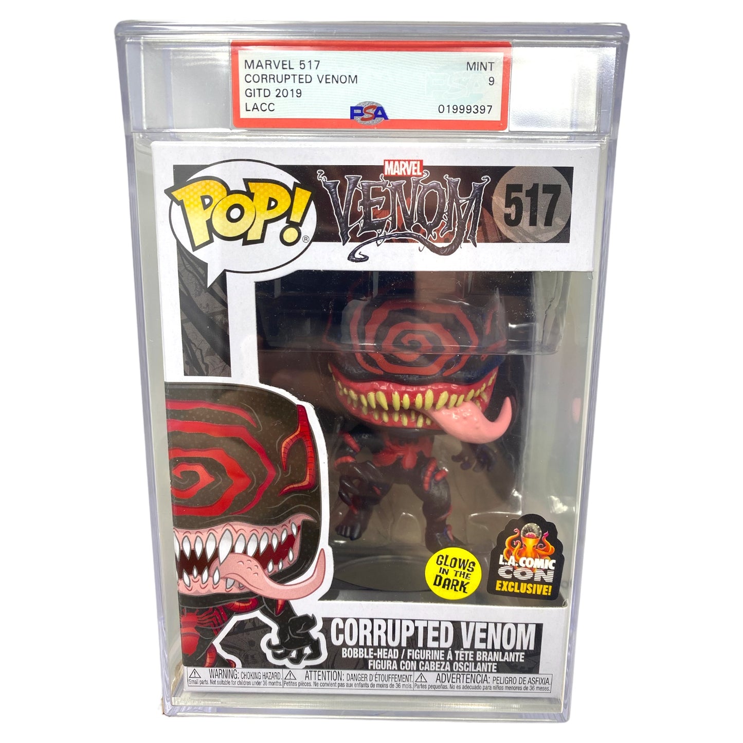 PSA Grade 9 2019 Corrupted Venom 517 Glows in the Dark, LACC