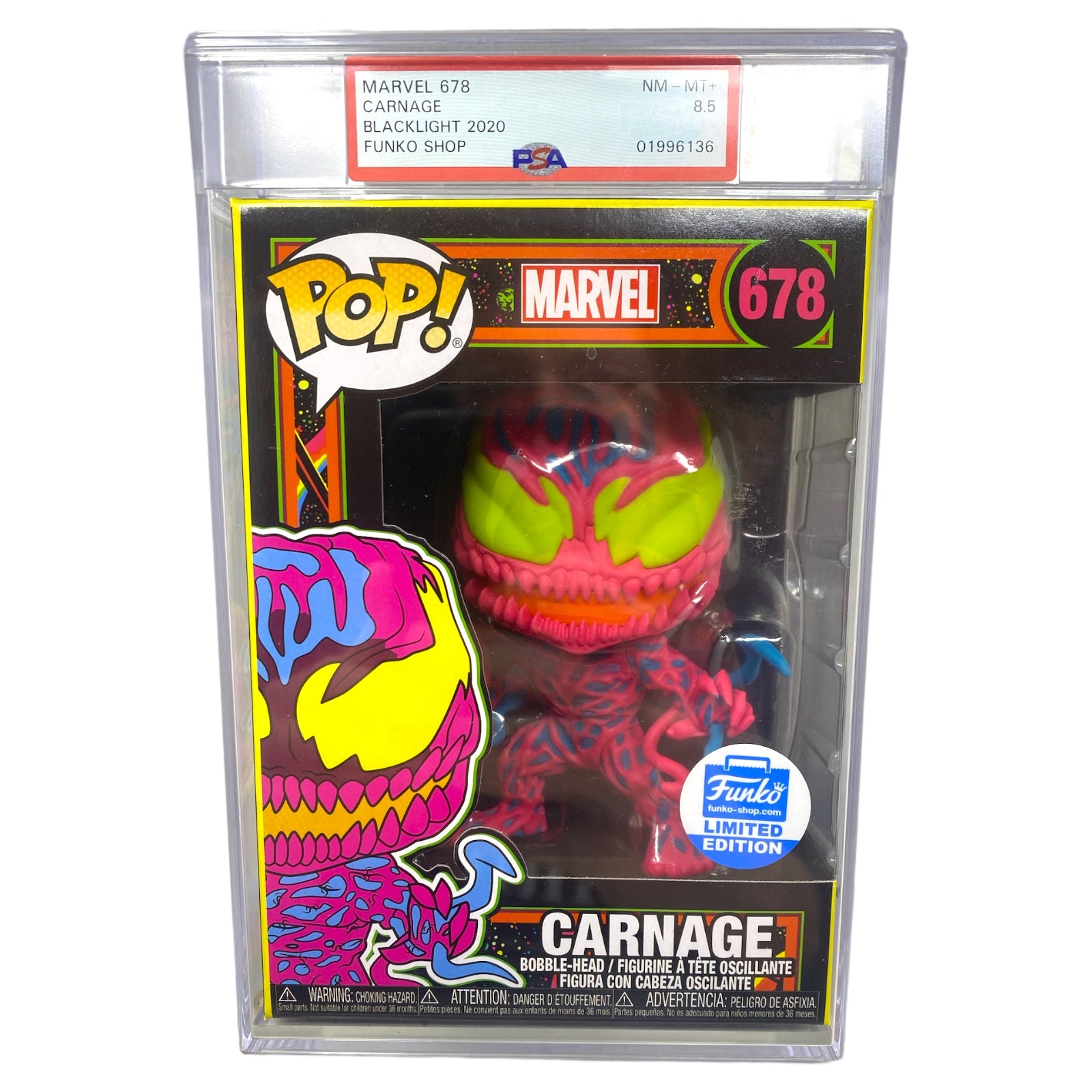 PSA Grade 8.5 Blacklight 2020 Carnage 678 Funko Shop Exclusive – Toy Cabal