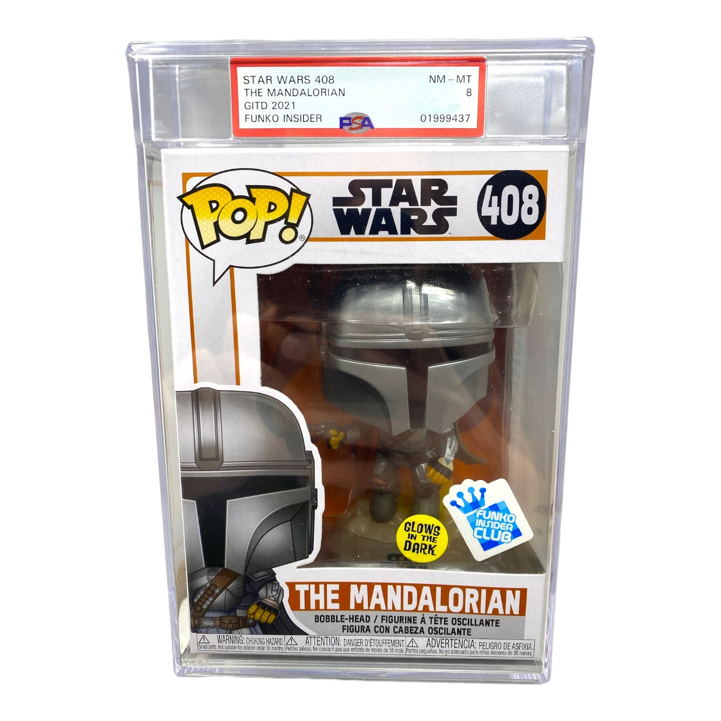 PSA Grade 8 2021 The Mandalorian 408 Glows in the Dark, Funko Insider