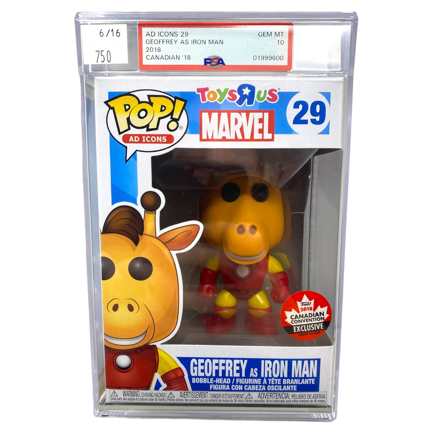 PSA Grade 10 2018 Geoffrey as Iron Man 29 Canadian Exclusive