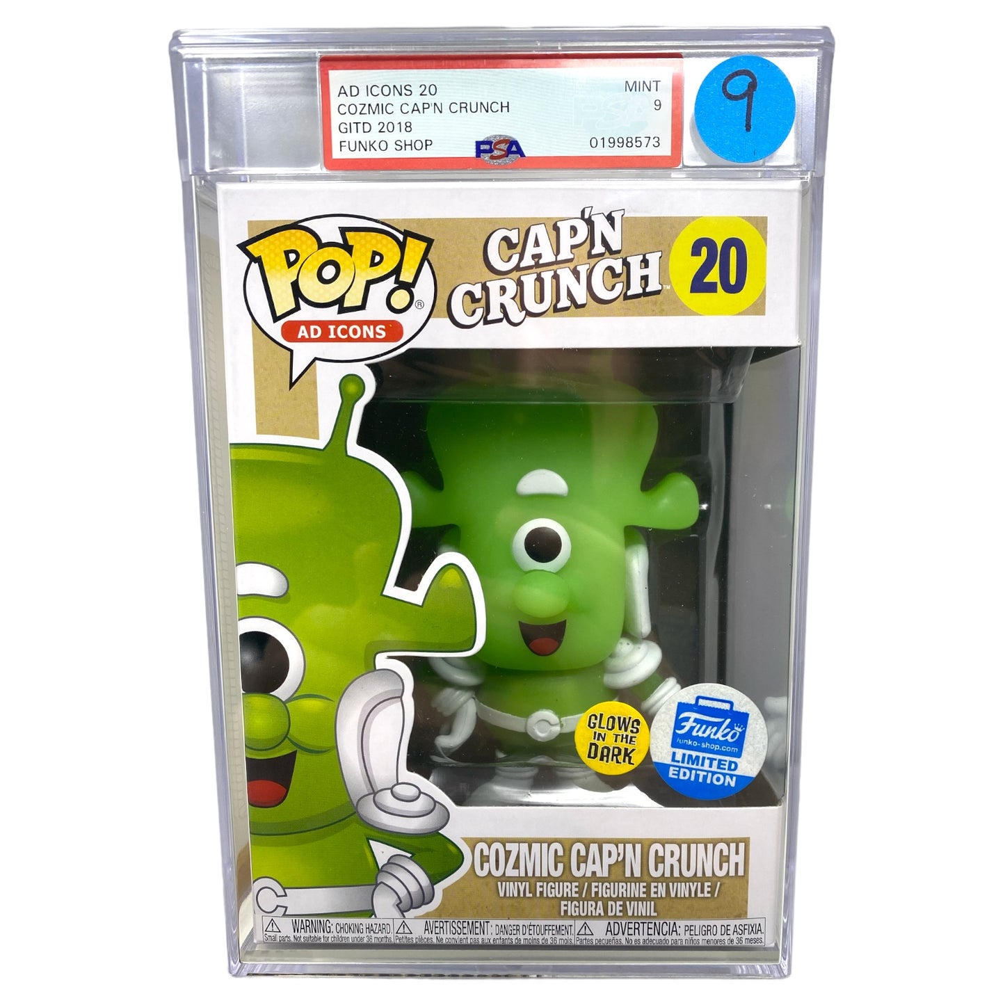 PSA Grade 9 2018 Cozmic Cap’n Crunch 20 Glows in the Dark, Funko Shop Exclusive