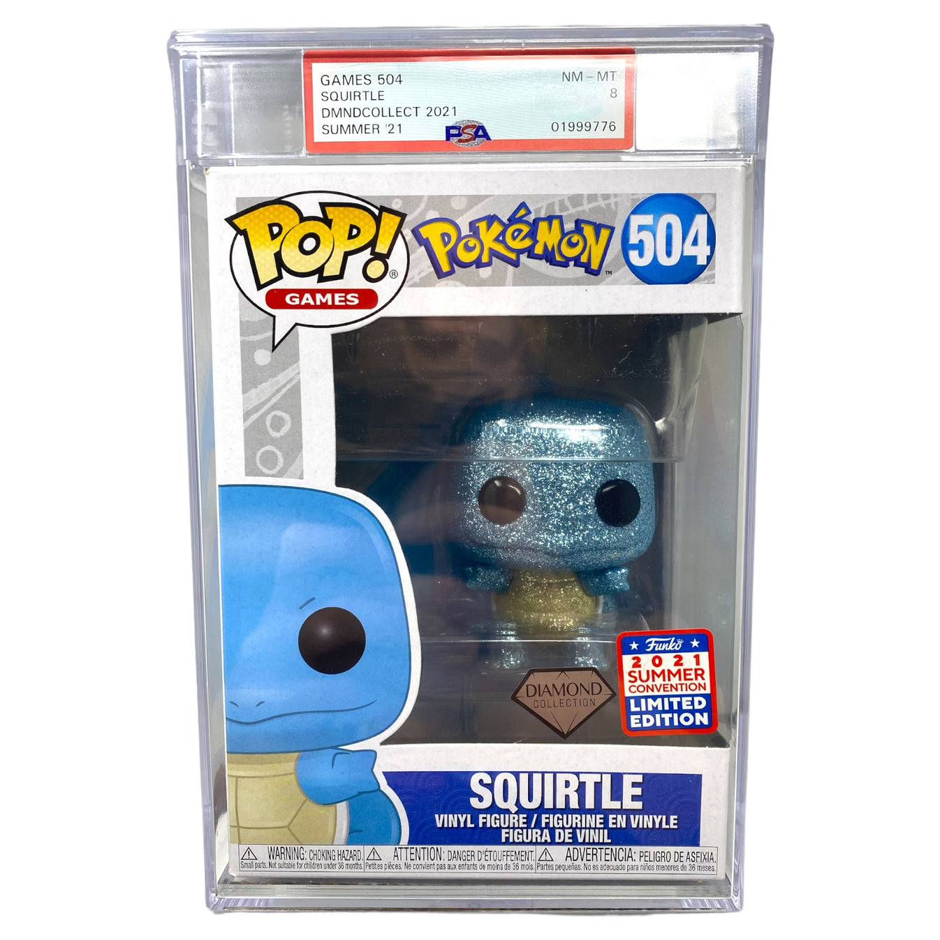FUNKO POP! Pokémon Carapuce (Squirtle) #504 – Convention 2021 – Édition Diamant + Protector