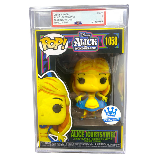 PSA Grade 9 Blacklight 2021 Alice (Curtsying) 1058 Funko Shop Exclusive