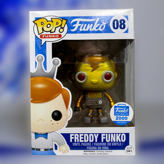 Sold - 2016 Freddy Funko Robot (Gold) 08, Funko Shop Exclusive 2000 pcs