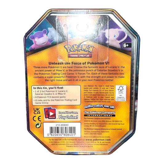 TCG Galarian Slowbro V Forces Tin (English) - 4 Packs - Promo Card