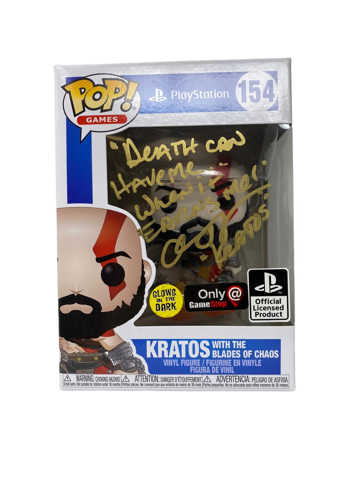 Sold - 2020 Autographed Kratos with the Blades of Chaos 154, GITD GameStop Exclusive